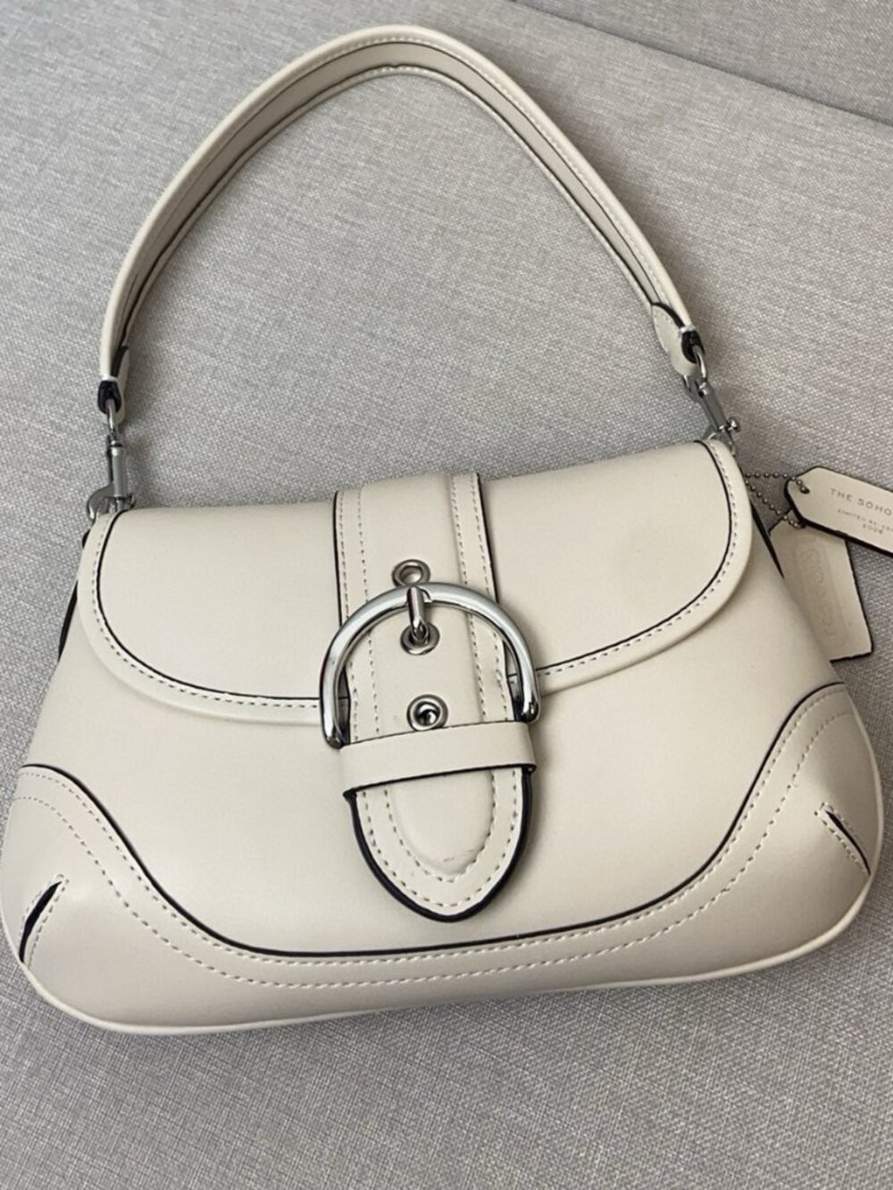 COACH The Soho Flap Off White Smooth Leather Shoulder Bag